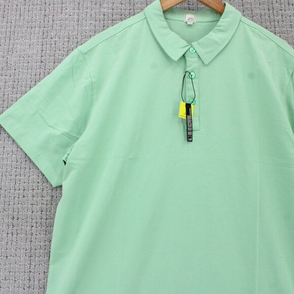 SWET TAILOR Polo Shirt Mens 2XL Green Solid Casual Short Sleeve Stretch NWT - Picture 4 of 9